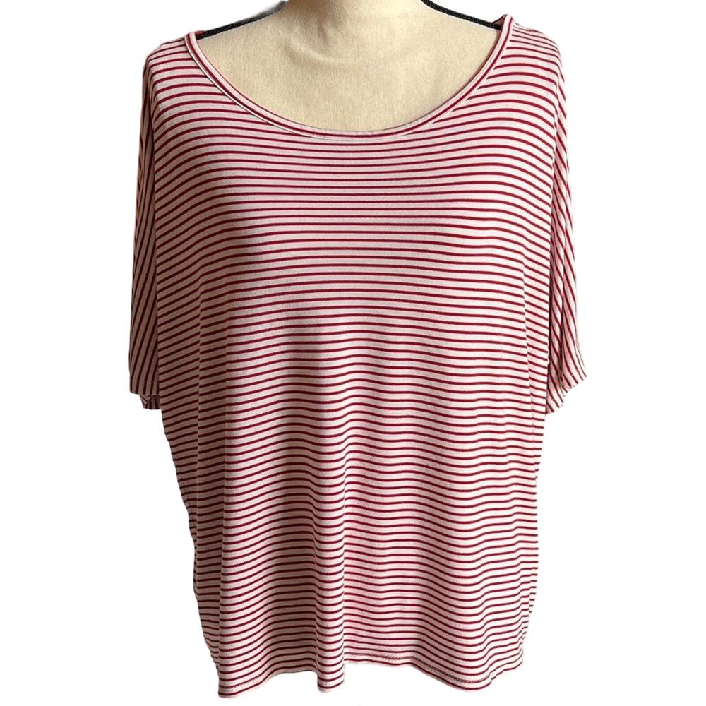 Dressbarn Split Sleeve Red & White Top Size XL